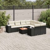 vidaXL 9-dijelni set vrtnih sofa s jastucima crni od poliratana | shoptok.hr