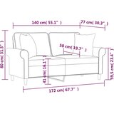  Dvosjed s jastucima tamnosivi 140 cm od tkanine | shoptok.hr