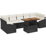 vidaXL 8 delni vrtni kavč set z blazinami Črn Poli Ratan | Shoptok.si