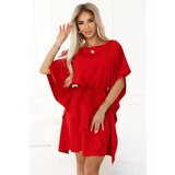Numoco 287-35 SOFIA Butterfly Dress with Waist Tie - Red | shoptok.hr