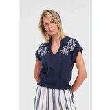 Marisse Navy Blue Cotton Blouse | shoptok.hr