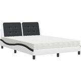 The Living Store Postelja z vzmetnico bela in črna 120x200 cm umetno usnje - Postelja, (21611523) | Shoptok.si