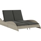 vidaXL Ležalnik z blazino svetlo siv 114x205x73 cm poli ratan | Shoptok.si