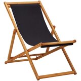  Sklopiva stolica za plažu od drva eukaliptusa i tkanine crna | shoptok.hr