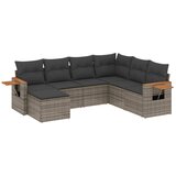 Maison Chic Seti vrtnega pohištva - Vrtna garnitura - Vrtni pohištvo set 7-delna z blazinami siv poli ratan, (21803626) | Shoptok.si