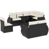 Maison Chic Seti vrtnega pohištva - Vrtna garnitura - Vrtni pohištvo set 9-delna z blazinami črn poli ratan, (21805160) | Shoptok.si