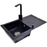  set sudopera sa slavinom i sifonom arona mat crna + crna elegance slavina + crni ugradni dozer za tečnost | ePonuda.com