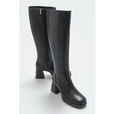 LuviShoes Noote Black Skin Women's Boots Cene
