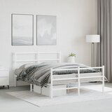 Maison Chic Kovinski Posteljni okvir - Dvoposteljna postelja - Zakonska postelja z vzglavjem in vznožjem bel 140x190 cm, (21697102) | Shoptok.si