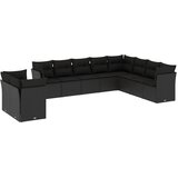  10-dijelni set vrtnih sofa s jastucima crni od poliratana | shoptok.hr