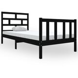 The Living Store Posteljni okvir črn iz trdne borovine 90x190 cm - Posteljni Okvir, (21523680) | Shoptok.si