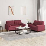 vidaXL 2-dijelni set sofa s jastucima crvena boja vina od tkanine Cijene