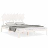 The Living Store Posteljni okvir z vzglavjem bel 140x200 cm trden les - Posteljni Okvir, (21530660) | Shoptok.si