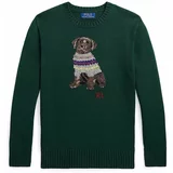 Polo Ralph Lauren Otroški bombažen pulover zelena barva
