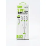 kabl 3u1 60W Type C na Type Lightning/C/Micro 120cm bela - CB412
