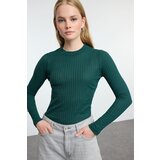 Trendyol Emerald Green High Collar Ribbed Flexible Slim Fit Knitted Blouse | Shoptok.si