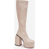 Boto Women's Ankle Boots On A Heel And Platform Light Beige Yavira | ePonuda.com