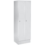 Wolf Garderobna omara s podnožjem, VxŠxG 1800 x 600 x 500 mm, 2 predelka, svetlo siva | Shoptok.si