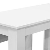 vidaXL Jedilna miza in klopi 3 kosi iverna plošča bele barve | Shoptok.si
