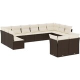  12-dijelni set vrtnih sofa od poliratana s jastucima smeđi | shoptok.hr