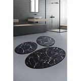Set od 3 tepiha Mramor, crni