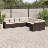  10-dijelni set vrtnih sofa od poliratana s jastucima smeđi | shoptok.hr
