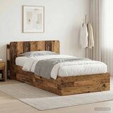  Okvir kreveta s pohranom s uzglavljem Staro drvo 100 x 200 cm | shoptok.hr