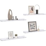  Stenska polica 4 pcs Beli marmor 40 x 9 x 3 cm Konstruiran les, (5000200469) | Shoptok.si