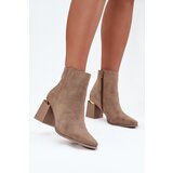 Boto Insulated Women's Ankle Boots on Heel with Eco Suede Beige Brivelle | Shoptok.si