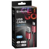 Defender USB micro kalb USB08-03T USB 20.0 Red 1m 2.1A cene
