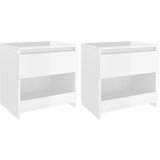 Furnova Nočna omarica 2 kosa visok sijaj bela 40x30x39 cm iverna plošča, (21927192) | Shoptok.si