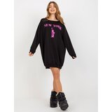 Fashion Hunters Women's Long Over Size Sweatshirt w/ Print - Black Cene