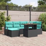  Vrtni set za objed s jastukom 7 pcs Crna i Plavozelena | shoptok.hr