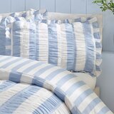 Catherine Lansfield Plava posteljina za bračni krevet 220x230 cm Seersucker Frill Stripe – | shoptok.hr