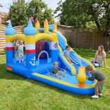  Napihljiv grad + 750W puhalo, vodni grad s toboganom, bazenom in vodnim topom | Shoptok.si