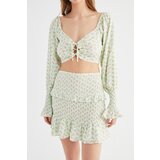 Trendyol Ecru Flower Patterned Ruffle Detailed Bottom-Top Set | Shoptok.si