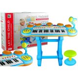 Lean_Toys Otroška klaviatura s stolom in mikrofonom modra | Shoptok.si