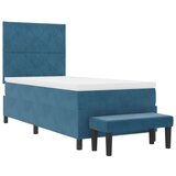  Krevet s oprugom s madracem i klupom tamno plavi 90x190 cm baršun | shoptok.hr