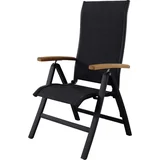 vrtni stol sunfun melina (d 63 x š 69 x v 110 cm, aluminij in tekstil, črna, nastavljiv naslon)