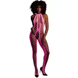 Ouch! Glow in the Dark Bodystocking with Halterneck Neon Pink S/M/L