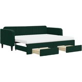  Dnevni krevet na razvlačenje tamnozeleni 90 x 200 cm baršunasti | shoptok.hr