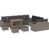  Sjedeća garnitura za vrt s jastukom 18 pcs Siva poliratan | Eponuda.com