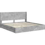  Krevetna konstrukcija s pohranom i uzglavljem Betonska siva 200 x 200 cm | Shoptok.si