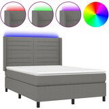 vidaXL Box spring postelja z vzmetnico LED temno siva 140x190 cm blago, (20789373) Cene
