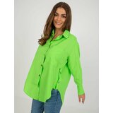 Fashion Hunters Light green zippered shirt with pocket Cene