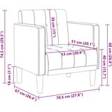 SOFA s naslonima za ruke svijetlo siva 53 cm tkanina | Shoptok.si