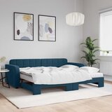  Dnevni krevet na razvlačenje plavi 90 x 200 cm baršunasti | shoptok.hr