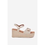 Boto Wedge Sandals For Women With Buckle Beige Liniella | Shoptok.si