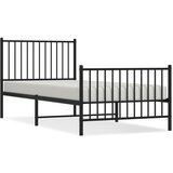 The Living Store Kovinski posteljni okvir z vzglavjem in vznožjem črn 90x200 cm - Posteljni Okvir, (21527790) | Shoptok.si