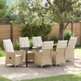  Set od 7 komada vrtne blagovaonske garniture s jastučićima bež poli ratan | shoptok.hr
